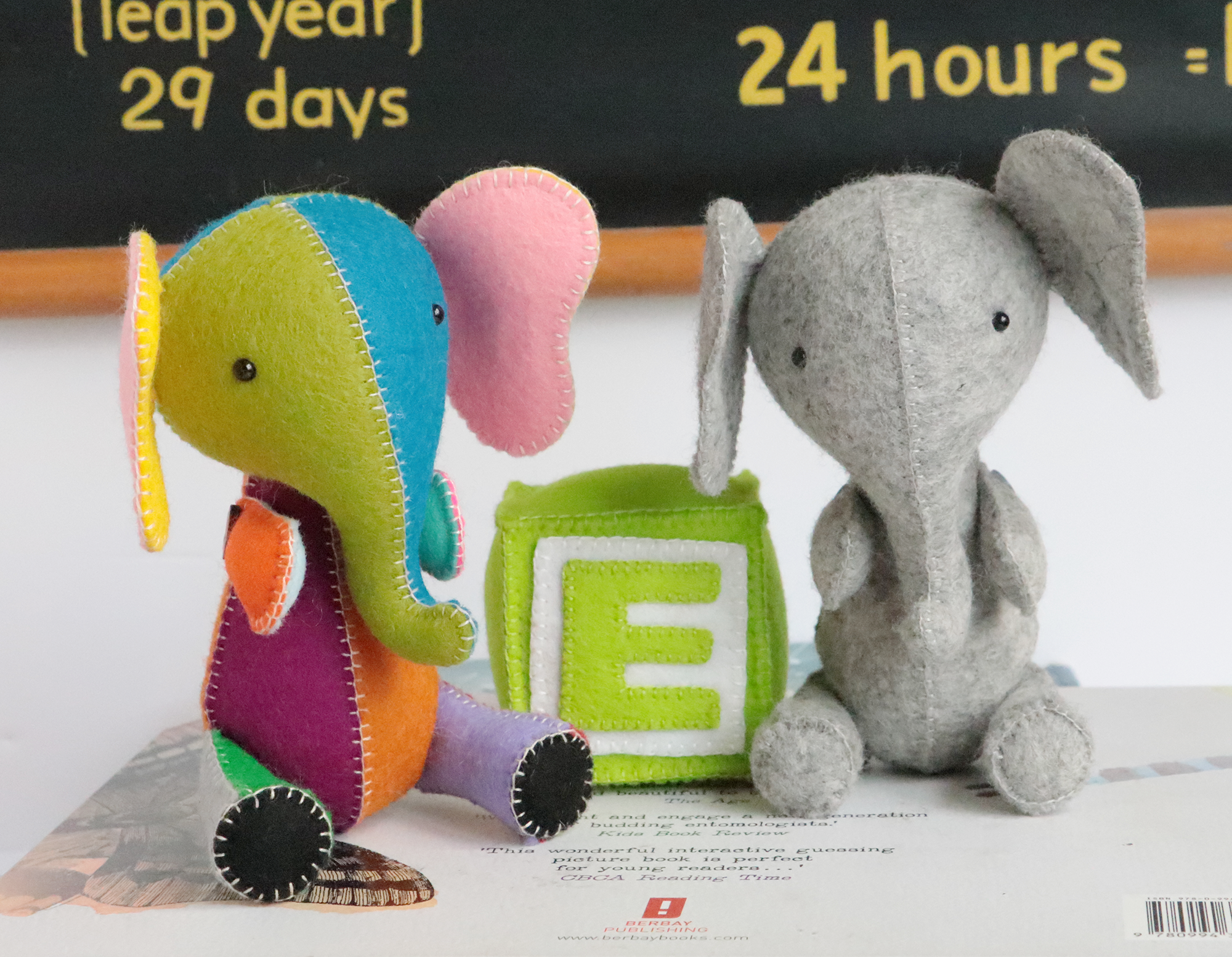 E is for elephant: Hand sewn elephant sewing pattern