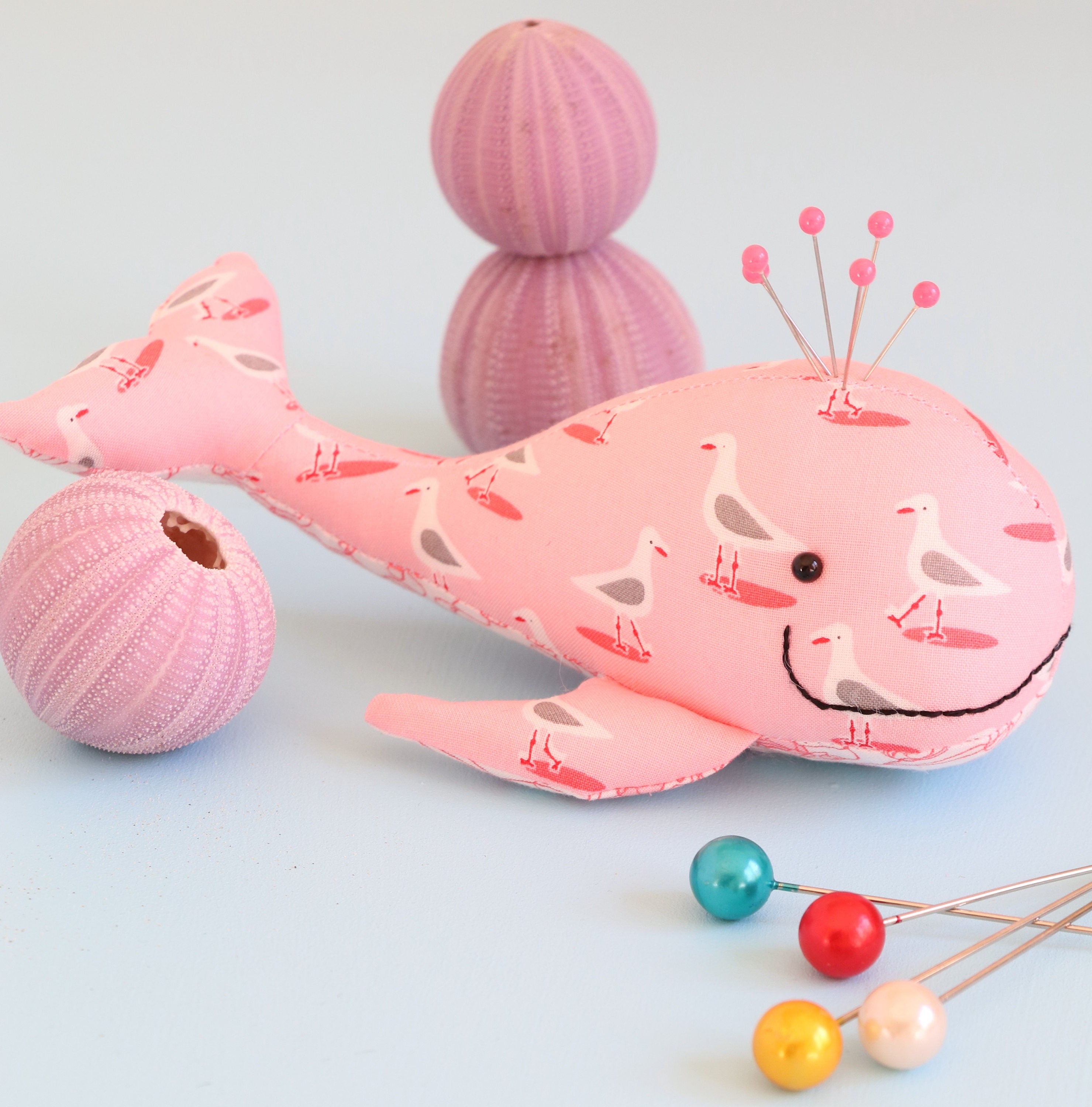 Pin Whale: whale pincushion sewing pattern