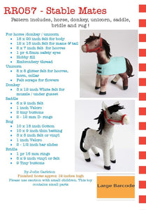 Stable Mates: Unicorn, horse, donkey sewing pattern