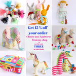 Load image into Gallery viewer, Stable Mates: Unicorn, horse, donkey sewing pattern
