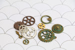 Load image into Gallery viewer, Robot gears,  clock parts, metal embellishments, steam punk, watch parts steampunk cogs, metal findings , metal wheels
