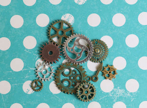 Robot gears,  clock parts, metal embellishments, steam punk, watch parts steampunk cogs, metal findings , metal wheels